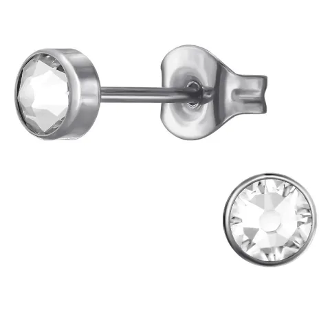 4 mm krystall ørestikker i titanium