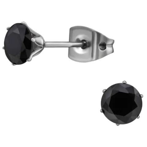 5 mm svart zirkon ørestikker i titanium