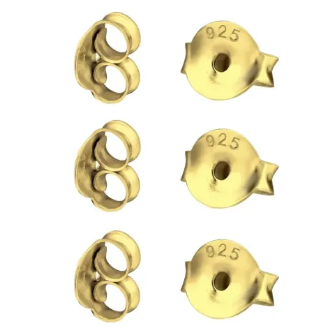 3 par butterflies i forgylt sølv