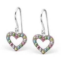Hjerte multifargede øredobber i sølv