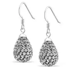 Dråpe grå krystall øredobber i sølv