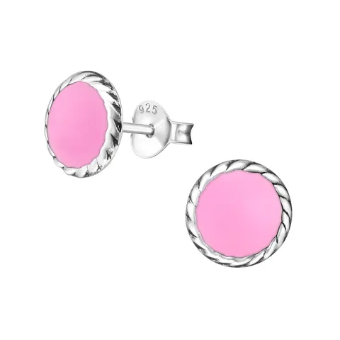 Runde øredobber i oksidert sterlingsølv