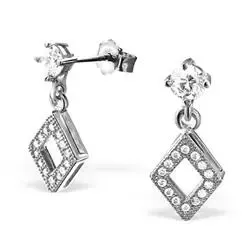 Firkantet øredobber i rodinert sølv