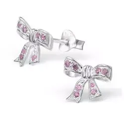 Sløyfe rosa zirkon øredobber i sølv