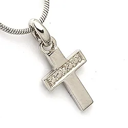kors anheng i 8 karat hvitt gull 0,004 ct