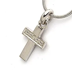 kors anheng i 8 karat hvitt gull 0,004 ct