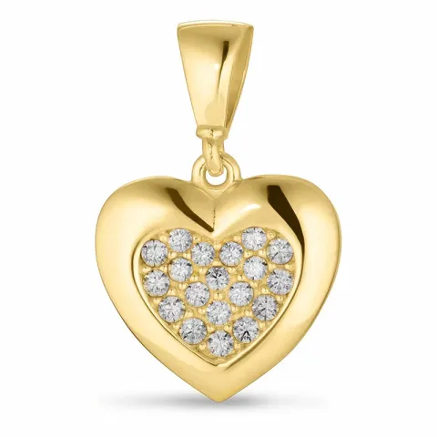 hjerte zirkon anheng i 9 karat gull