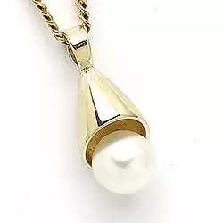 Hvit anheng i 9 karat gull