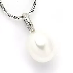 Perle anheng i 9 karat hvitt gull
