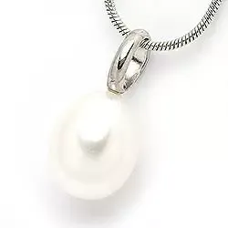 Perle anheng i 9 karat hvitt gull