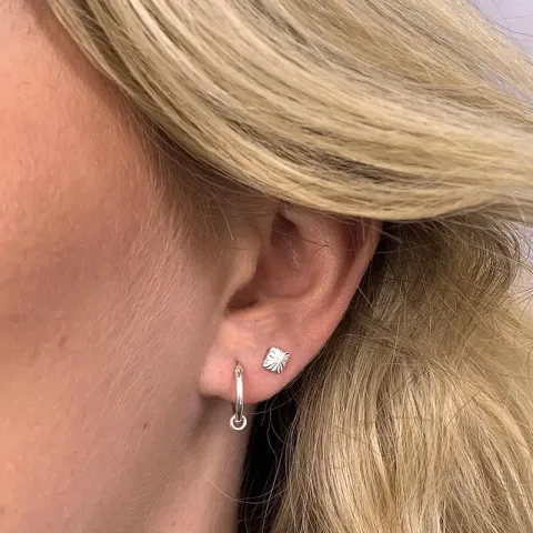 12 mm Bali creol øredobber i sølv