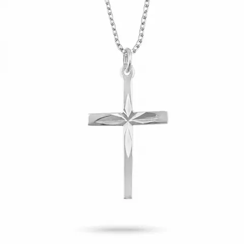 kors halskjede i sølv med anheng i sølv