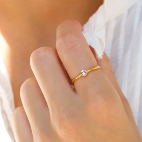 krystall ring i forgylt sølv