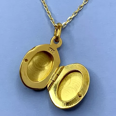 12 x 15 mm ovalt medaljong i forgylt sølv