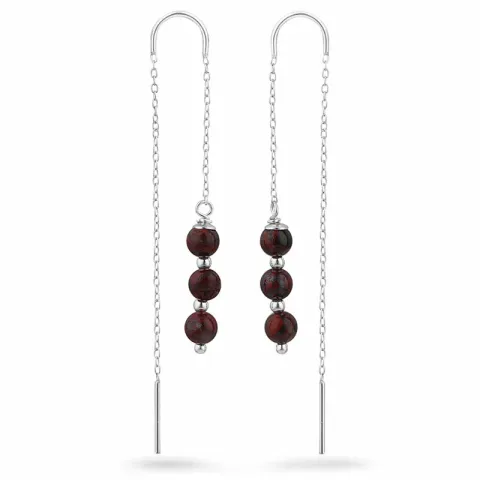 rød jasper kjedeøreringer i sølv - Loom Stones