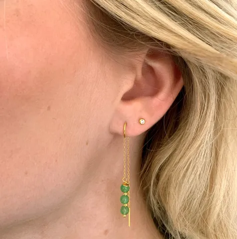 jadestein kjedeøreringer i forgylt sølv - Loom Stones