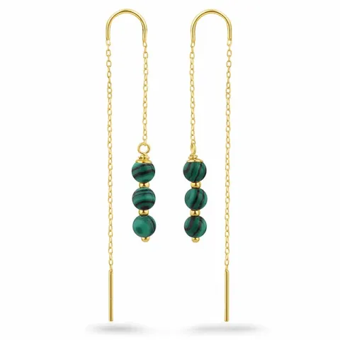 malakitt kjedeøreringer i forgylt sølv - Loom Stones