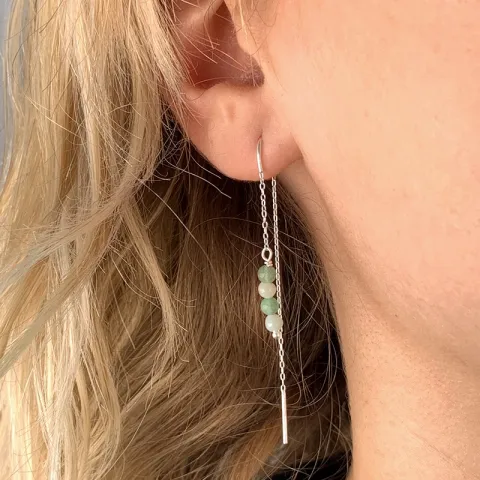 amasonitt kjedeøreringer i sølv - Loom Stones