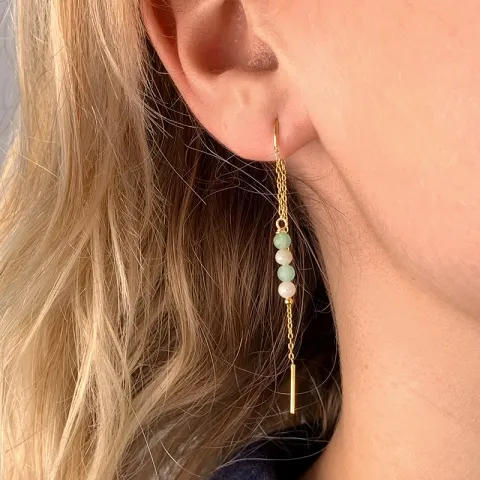 amasonitt kjedeøreringer i forgylt sølv - Loom Stones