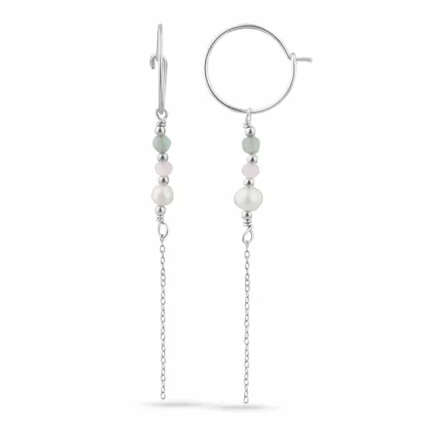 grønn agat kjedeøreringer i sølv - Loom Stones