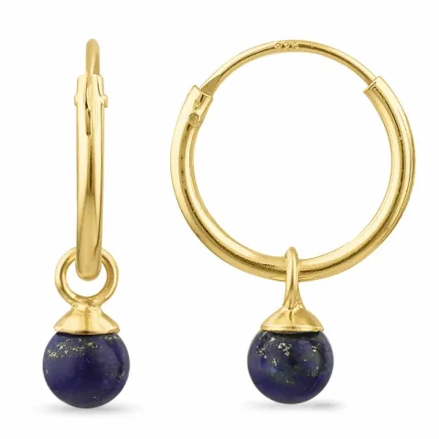 12 mm lapis lazuli creol i forgylt sølv - Loom Stones