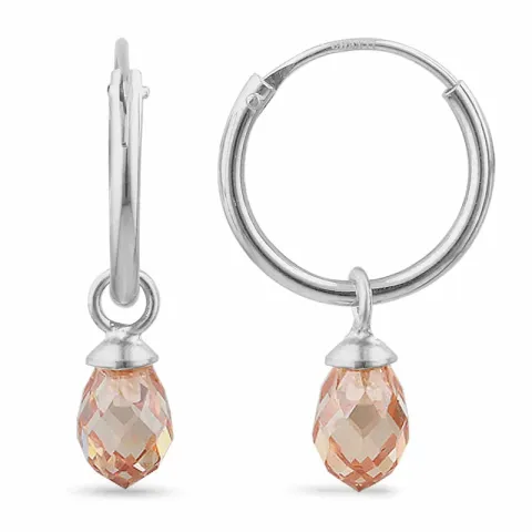 12 mm champagnefarget zirkon creol i sølv - Loom Stones