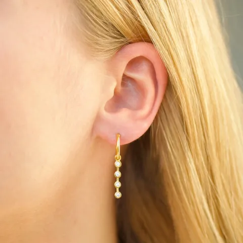 12 mm lange perle creol i forgylt sølv