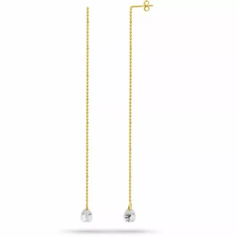 Lange dråpe krystall øredobber i forgylt sølv