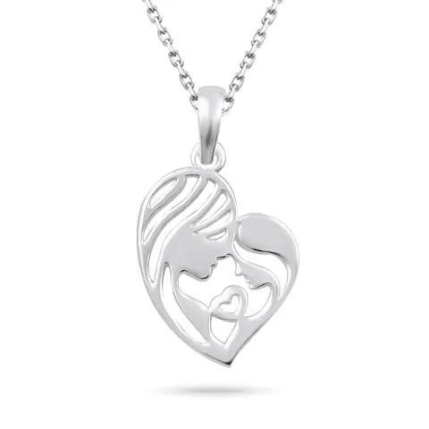 hjerte mor og barn halskjede i sølv med anheng i sølv