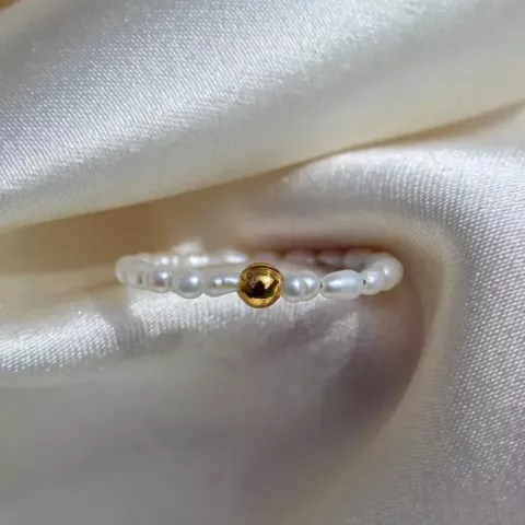 Hultquist perle ring i forgylt sølv