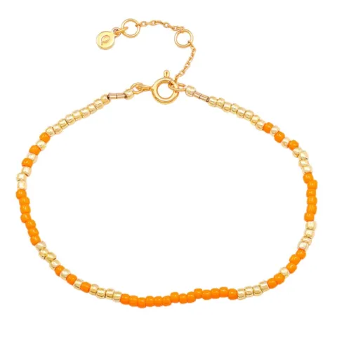 Hultquist Orange Mila oransje perle armbånd i forgylt sølv
