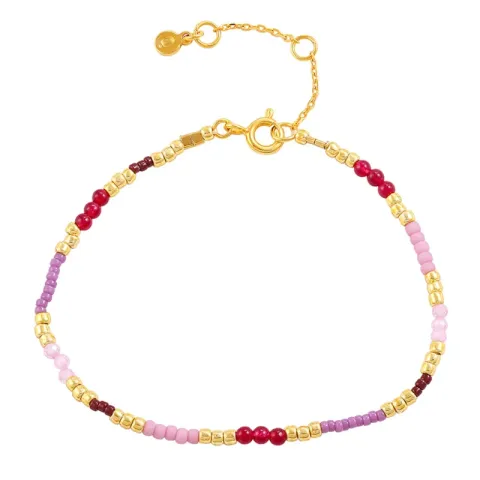 Hultquist Runa multifargede perle armbånd i forgylt sølv