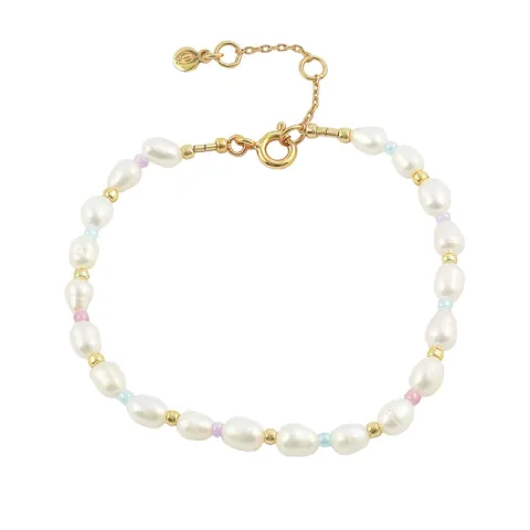 Hultquist Pastel pearl perle armbånd i forgylt sølv