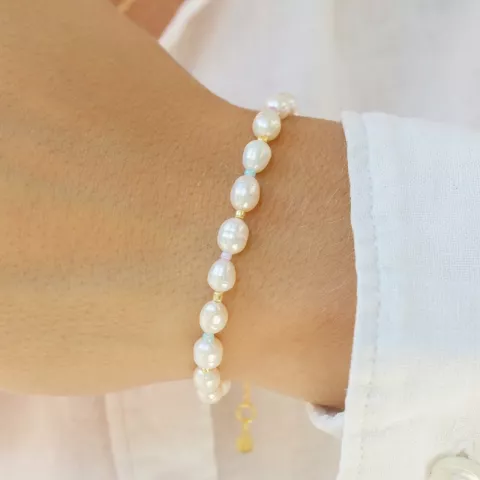 Hultquist Pastel pearl perle armbånd i forgylt sølv
