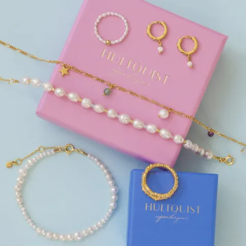 Hultquist Pastel pearl perle armbånd i forgylt sølv