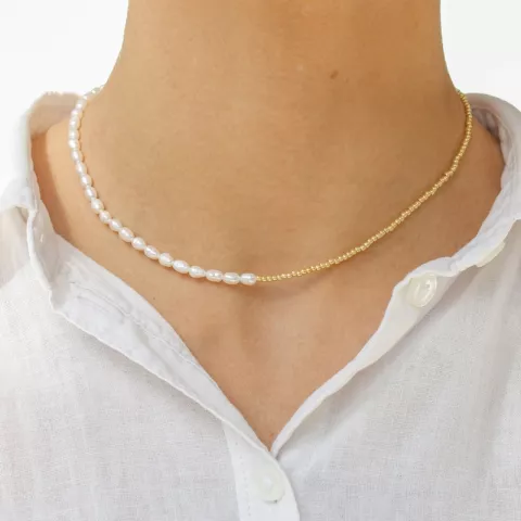 Hultquist perle halskjede i forgylt sølv