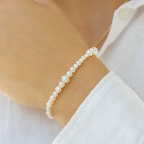Hultquist Milkyway plain perle armbånd i forgylt sølv