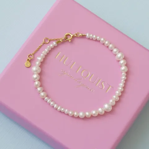 Hultquist Milkyway plain perle armbånd i forgylt sølv