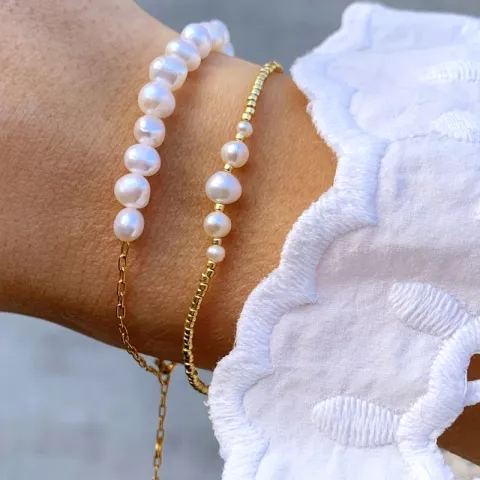 Hultquist Keyla perle armbånd i forgylt sølv