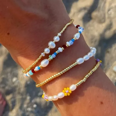 Hultquist Ella plain perle armbånd i forgylt sølv