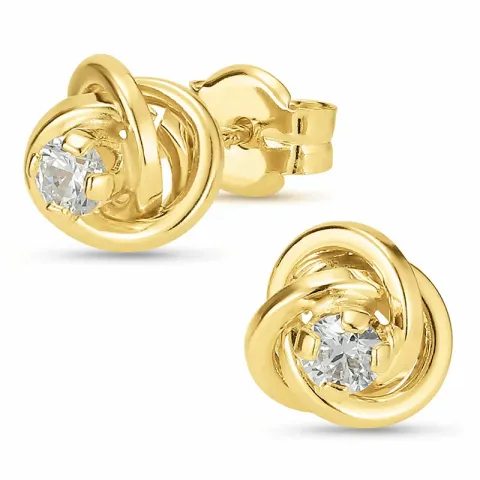 7 mm øredobber i 9 karat gull med zirkon