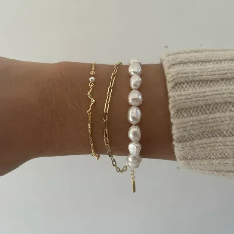 Nava Kaito perle armbånd i forgylt sølv