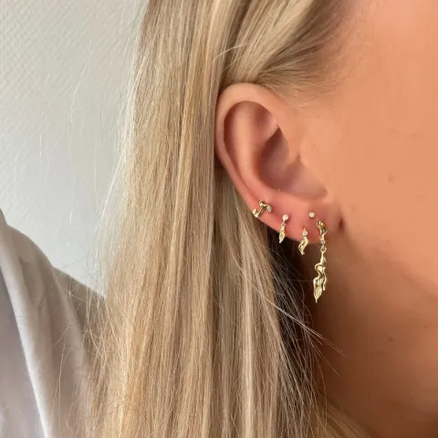 Nava Showa Dangle øredobber i forgylt sølv hvit zirkon