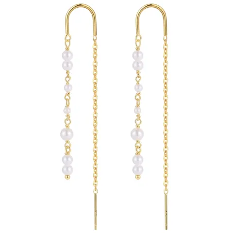 Nava Ekans perle kjedeøreringer i forgylt sølv