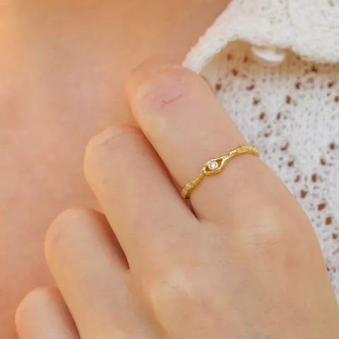 Nava Osiris justerbar ring i forgylt sølv hvit zirkon