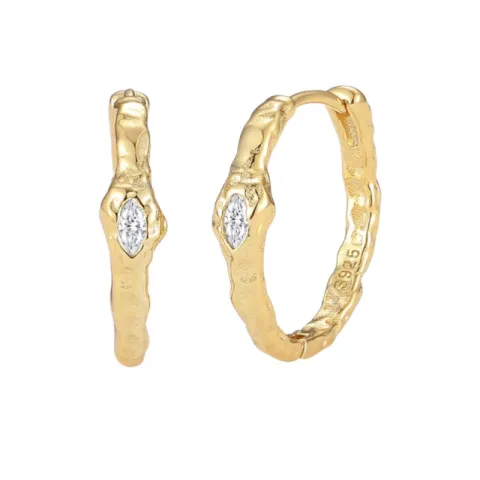 Nava Montu øredobber i forgylt sølv hvit zirkon