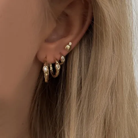 Nava Montu øredobber i forgylt sølv hvit zirkon