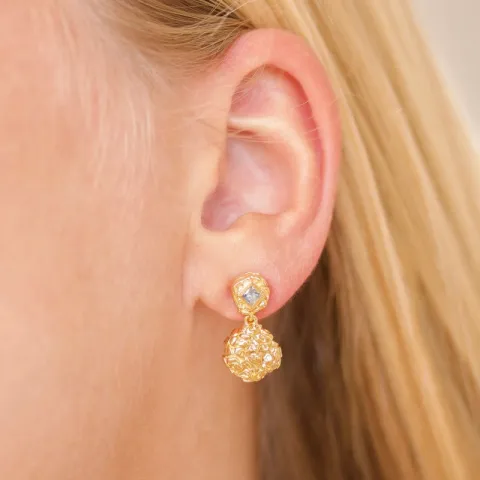 Studio Z Untamed grå zirkon ørestikker i forgylt sølv