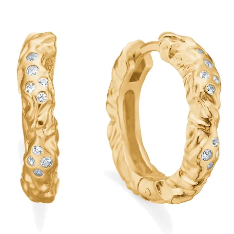 Studio Z Glint creol i forgylt sølv hvit zirkon