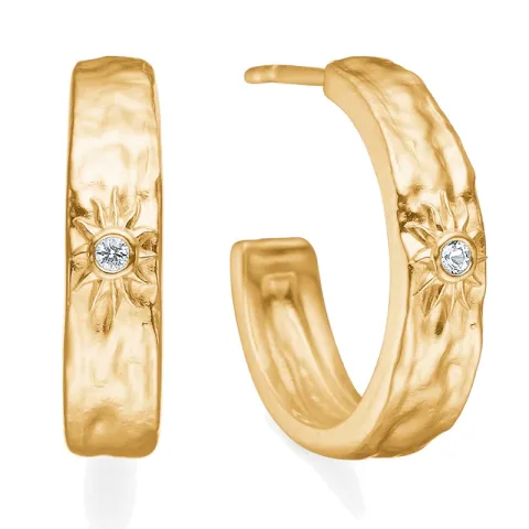 Studio Z Marena halvcreol i forgylt sølv hvit zirkon